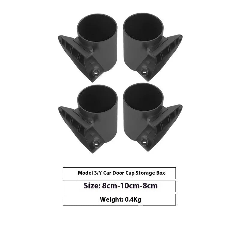 Tesla Model Y Model 3 door cup holder stopper pad ABS plastic black 2 piece set front driver co-pilot