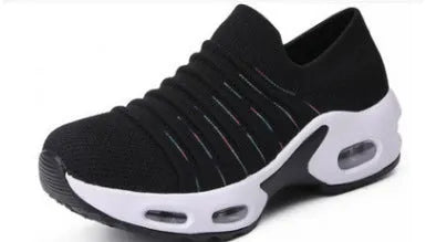 Fly-knit socks shoes in multiple colours with round toe and low heel