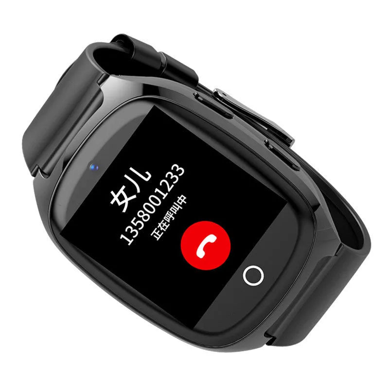 Fashion GPS location tracker phone watch with 1.54-inch touch screen and black band