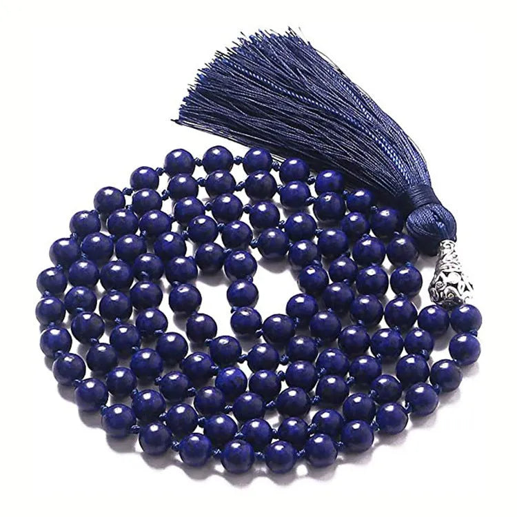 108 beaded natural stone bracelet, round 8mm beads, unisex bohemian style, available in multiple colours