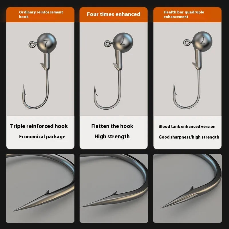 50-piece enhanced steel jig fishing hooks with 7G weight and primary colour options