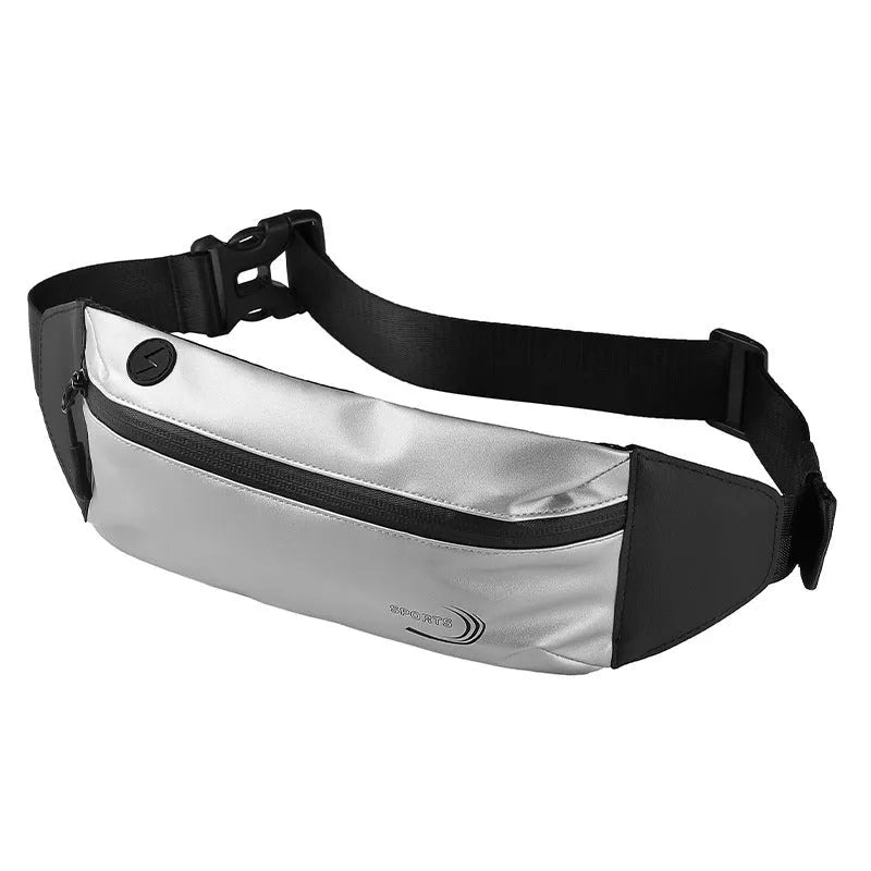 Men's black waterproof sports waist bag made from Derm Oxford polyester, shown from the side.