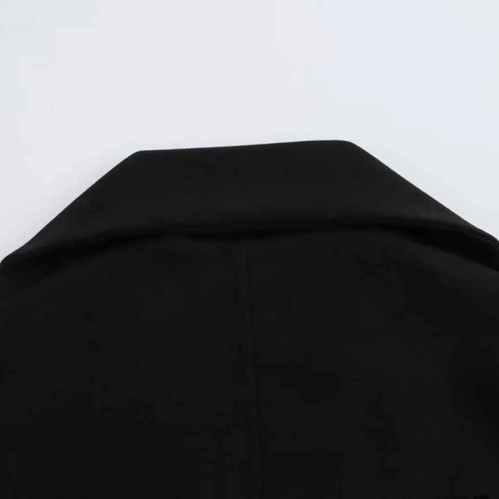 Women's long coat with artificial fur collar in polyester fabric, extended 100cm length