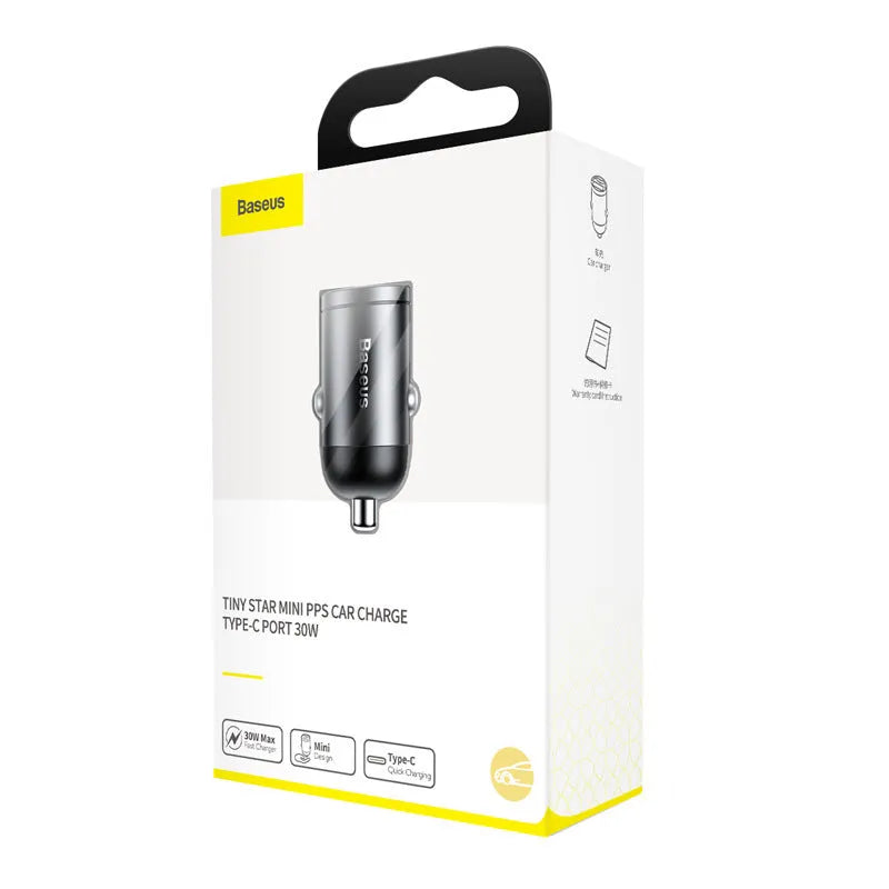 Baseus electro-optical grey 30W single USB car charger with 1 metre cable