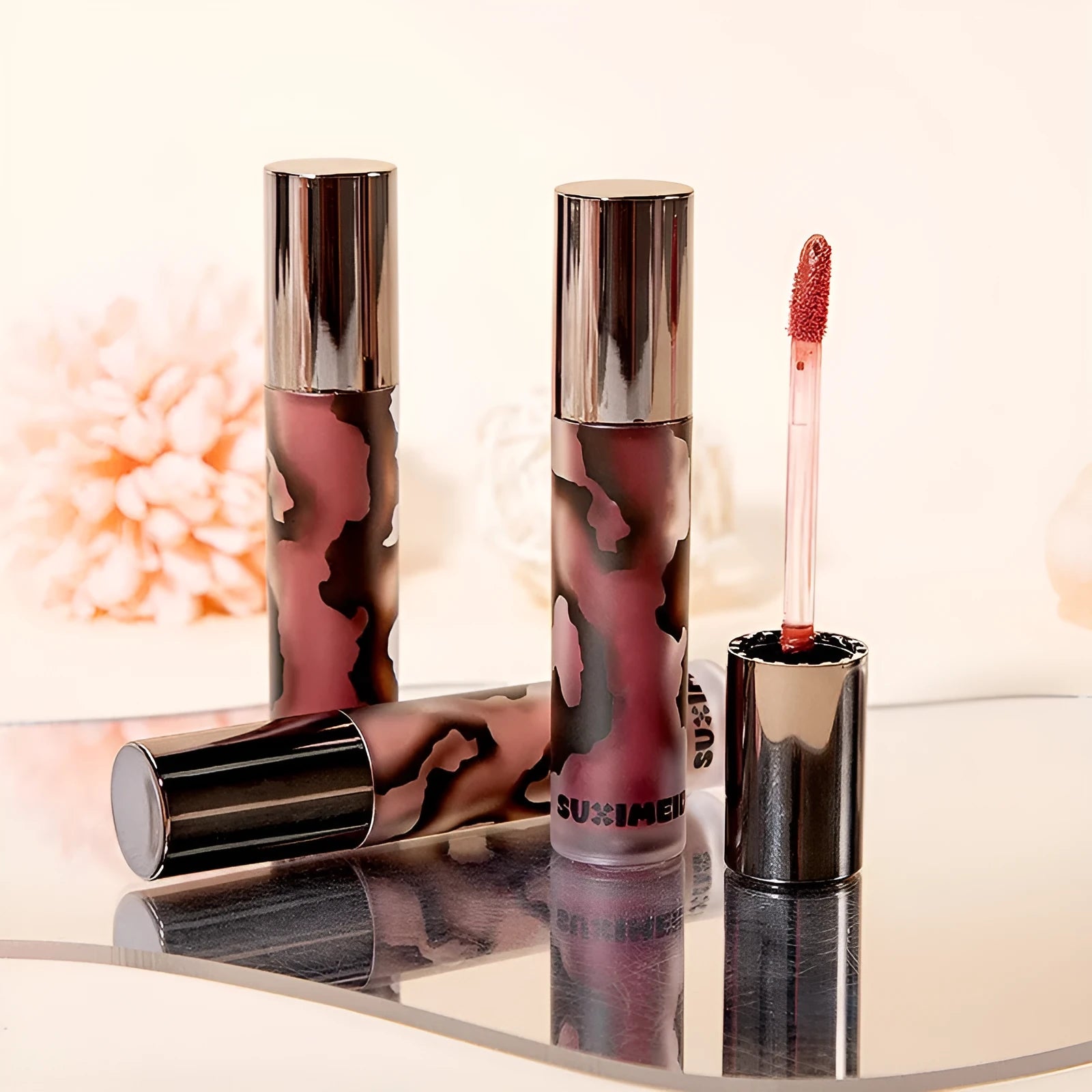 Matte lip mud lipstick in five colour options with non-transferring cream formula