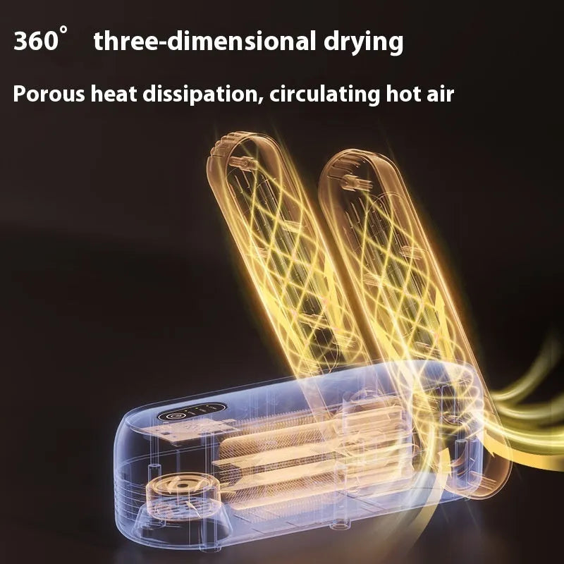 D4 intelligent automatic shoe dryer with white finish and two drying nozzles for home use.
