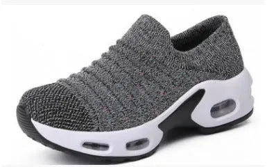 Fly-knit socks shoes in multiple colours with round toe and low heel