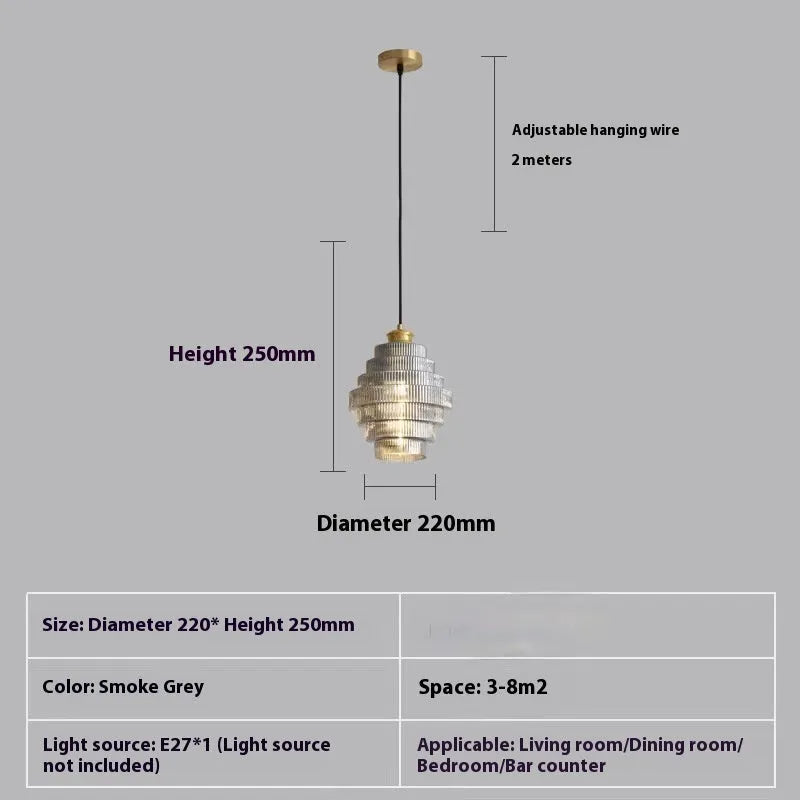 Modern simple small droplight pendant light in smoky gray for hallway or bedroom use