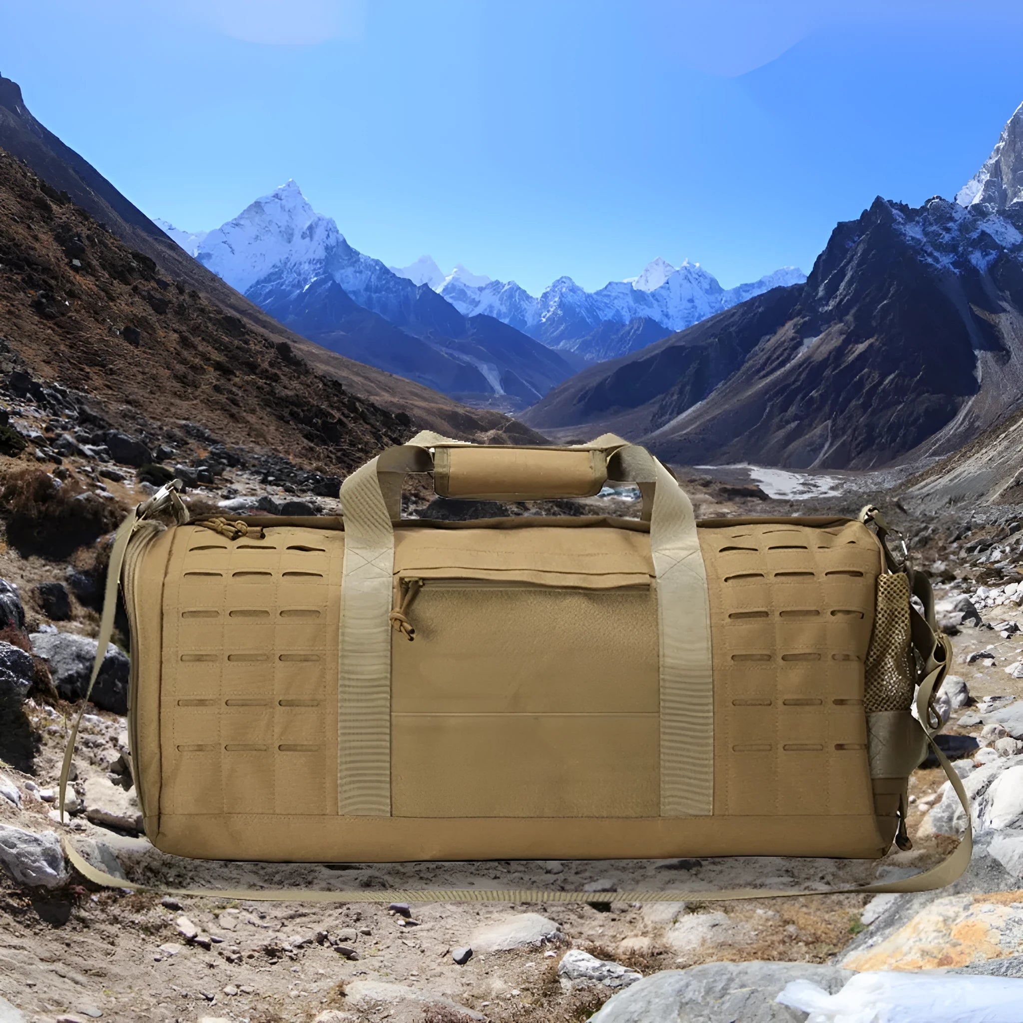 Men's khaki waterproof sports fitness handbag with air pillow belt system