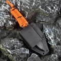 Outdoor camping survival knife with 80mm sanded 5Cr15 blade and rope handle