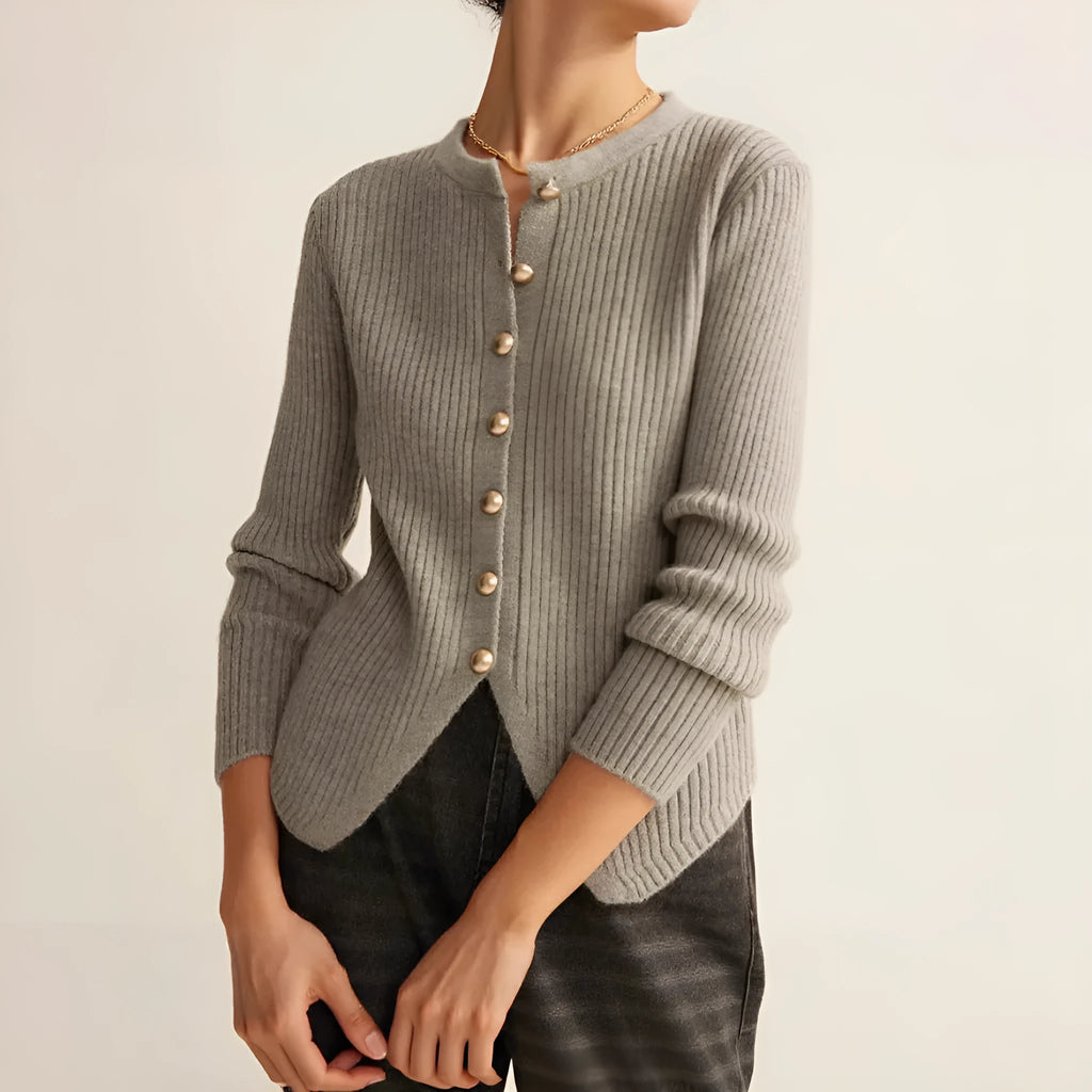 Autumn winter yuan collar solid colour cardigan sweater loose fit polyester knit in red for women casual wear