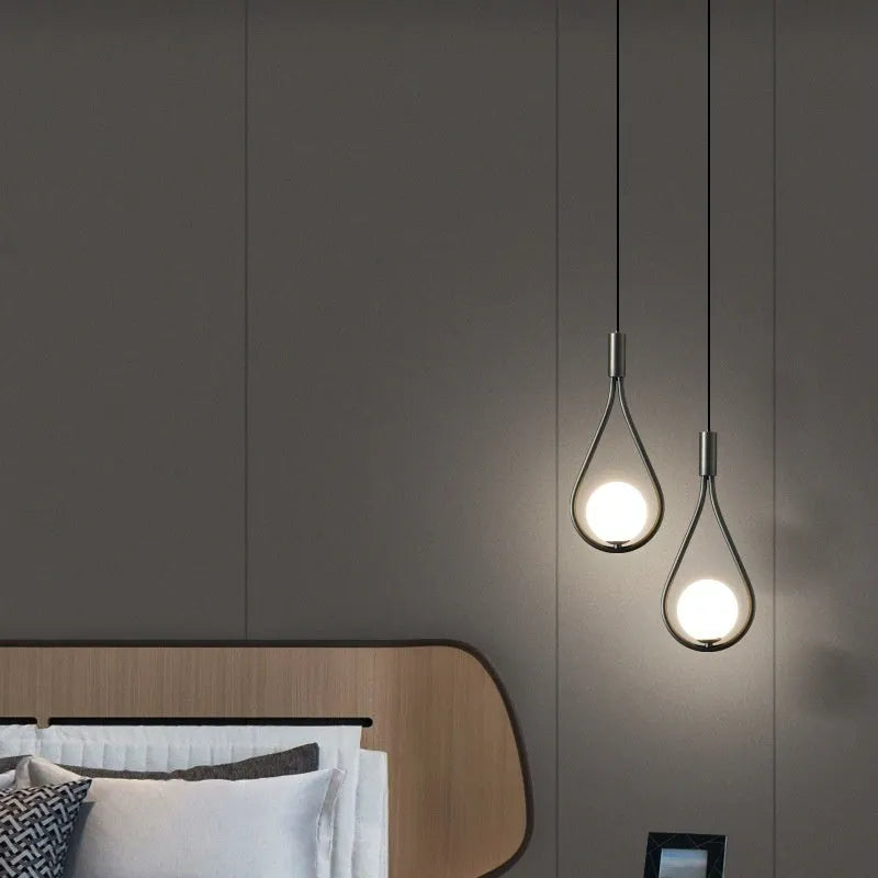Copper modern minimalist bedroom chandelier ceiling light with choice of three shade colours.