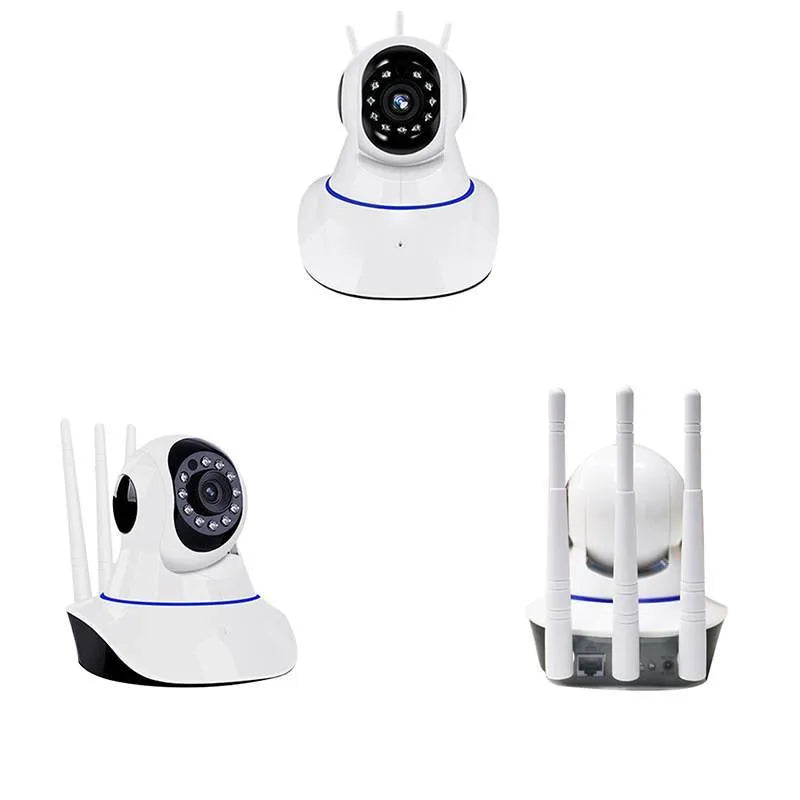 White wireless dome security camera with a 3.6mm lens for HD indoor and outdoor monitoring.