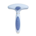 Stainless steel dog grooming comb with double-row teeth in azure light blue colour