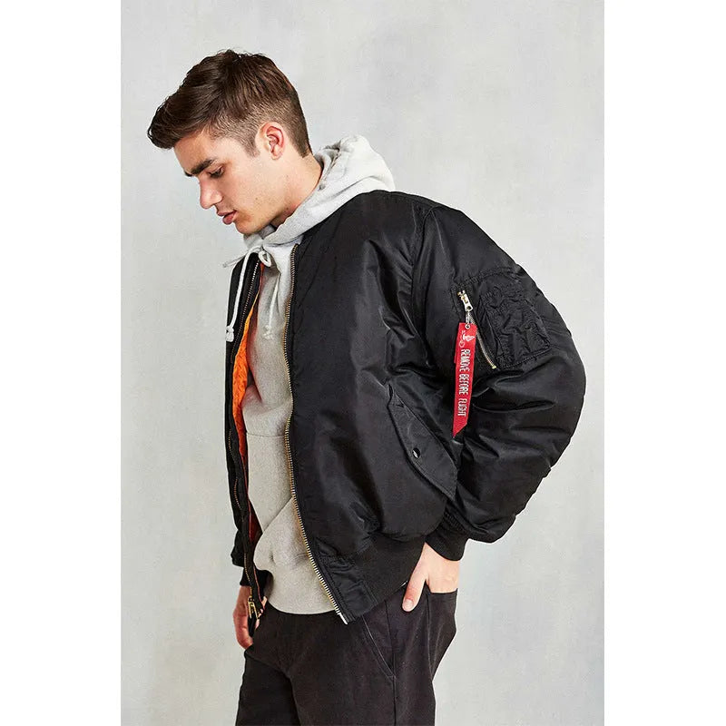 Men's loose fit pilot jacket in Army Green with cotton padding and double-sided wear-resistant nylon construction