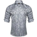 Men's polo collar long sleeve shirt with floral pattern in four-sided elastic polyester fabric, available in multiple colours and sizes