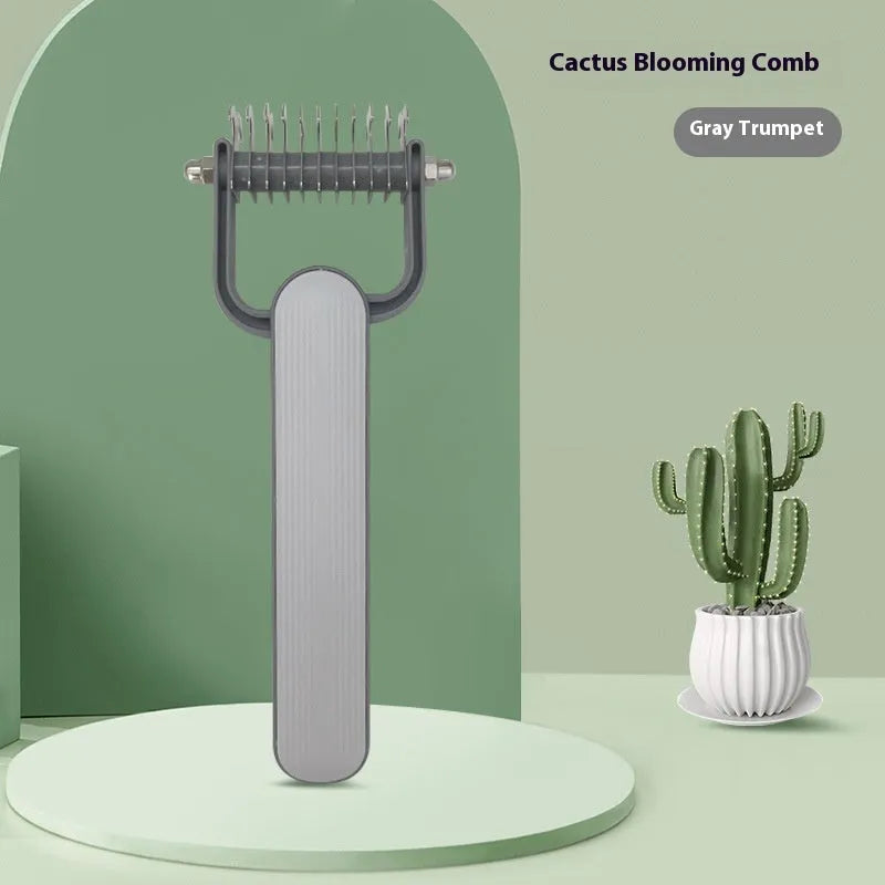 Pet grooming comb with stainless steel teeth and PP plastic handle for removing matted dog hair