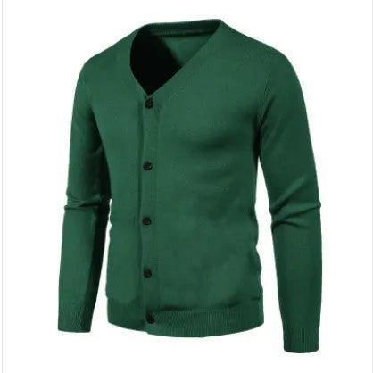 Men's V-neck cardigan sweater in slim fit knitwear, autumn long sleeve, available in multiple colours and sizes up to 5XL