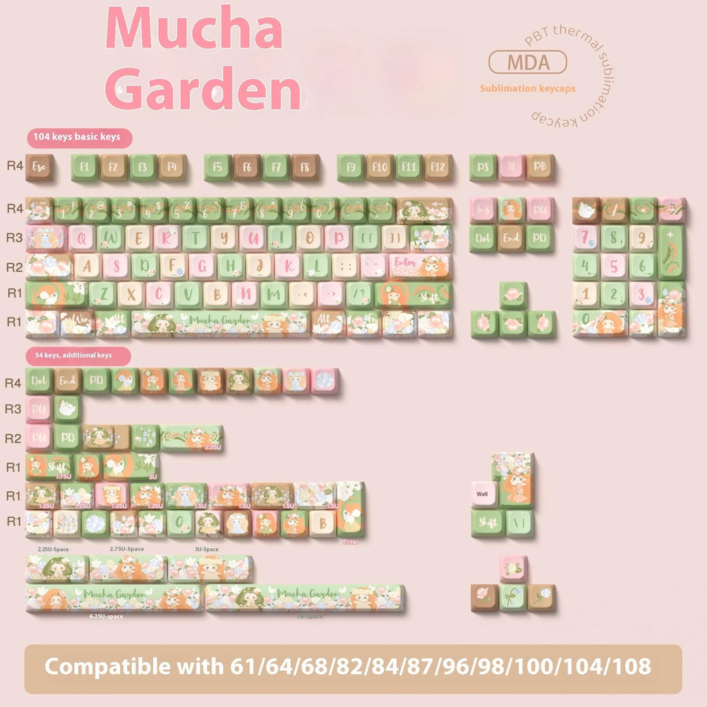 Mu Xia Garden Summer Garden custom keycaps for mechanical keyboards with sublimation printing