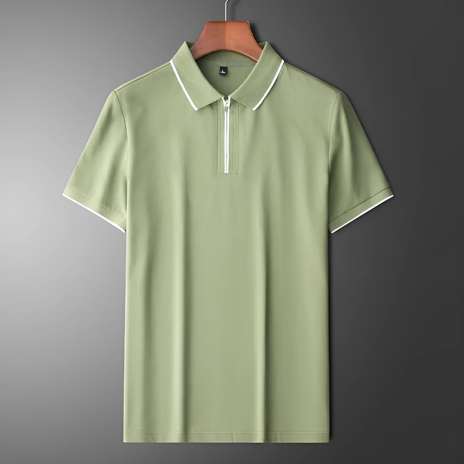 Men's lapel short-sleeve cotton blend business casual top in beige apricot, slim fit, size M to 4XL