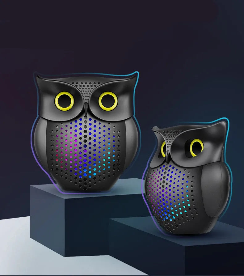 Wireless Bluetooth speaker in black with cartoon creative owl design, 4-inch driver, 183x160x110mm size