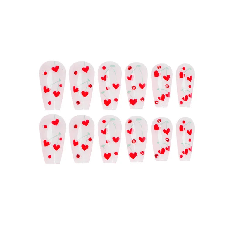 French Love Red Diamond Small Cherry nail art stickers JP1601 colour, 24 sheets with adhesive glue