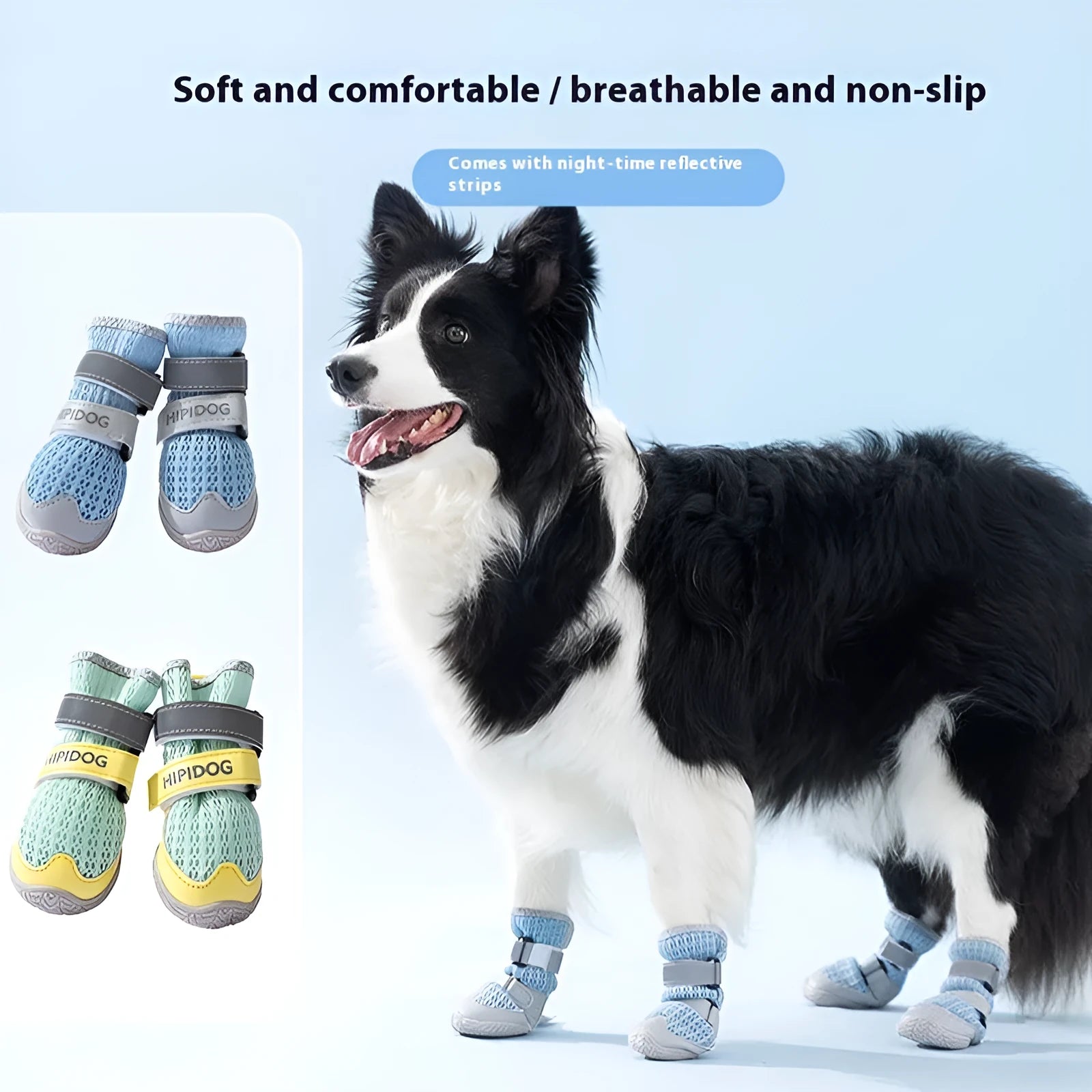 Cartoon style dog shoes in Bondi Blue colour showing breathable anti-scald summer pet footwear