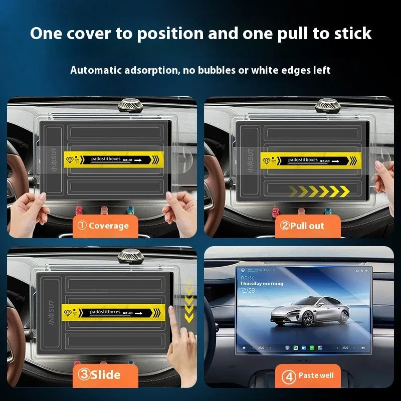 Tesla Model 3 central control screen with 2.5D HD tempered glass protector installed