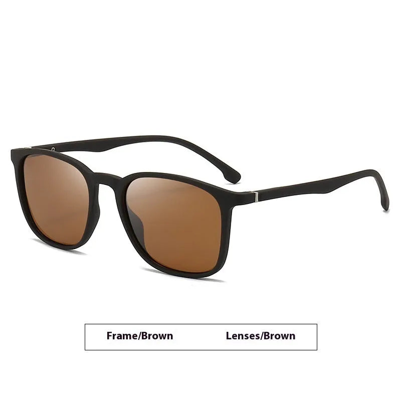 Men's elastic paint surface polarized sunglasses with UV400 PC frame, black with dark green film