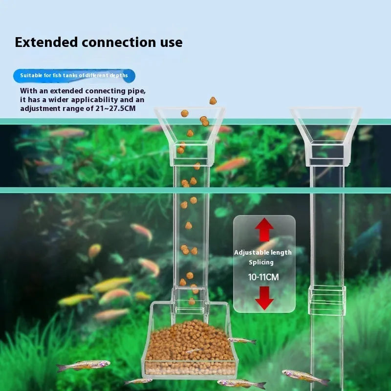 Plastic fish tank feeding dish with anti-picking tube, cleaning brush and feed spoon set