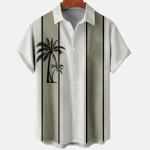 Men's slim fit short sleeve shirt with detailed 3D floral digital printing in polyester fabric