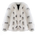 Women's black and white artificial fur coat with Korean-style slim fit and short length