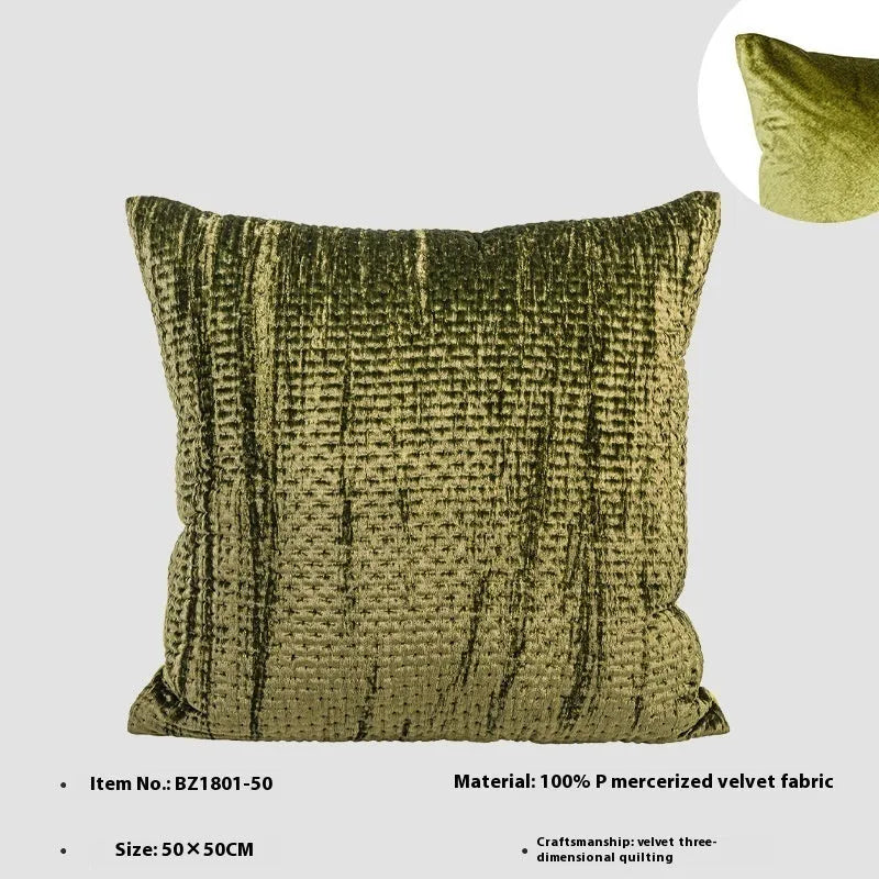Antique style Chinese decorative cushion with textured velvet fabric in green, red, mocha, or orange