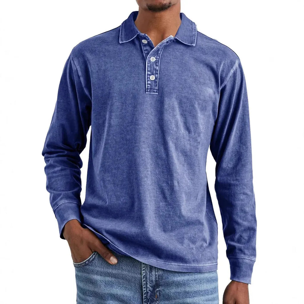 Men's pure cotton polo shirt with distressed lapel detailing in Army Green colour