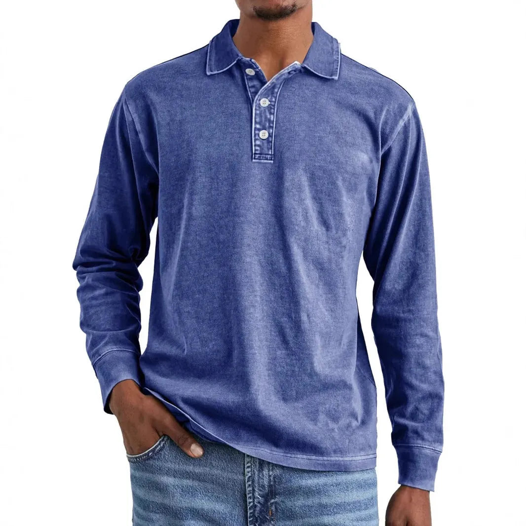 Men's pure cotton polo shirt with distressed lapel detailing in Army Green colour