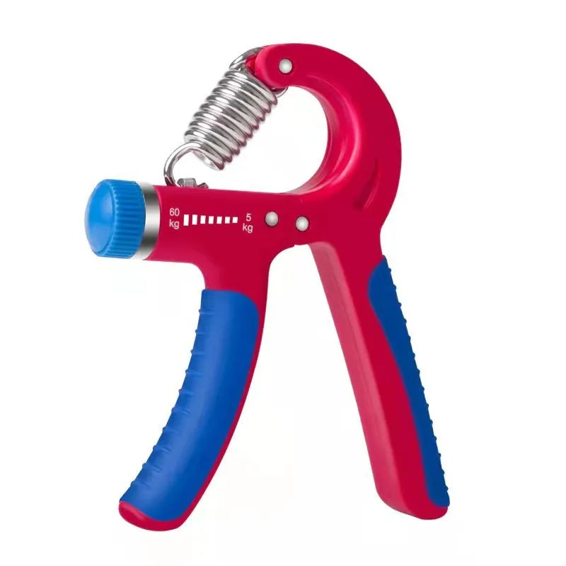 Adjustable counting gripper hand strengthener with PP body and TPR handles, black and red colour, 5-60kg resistance