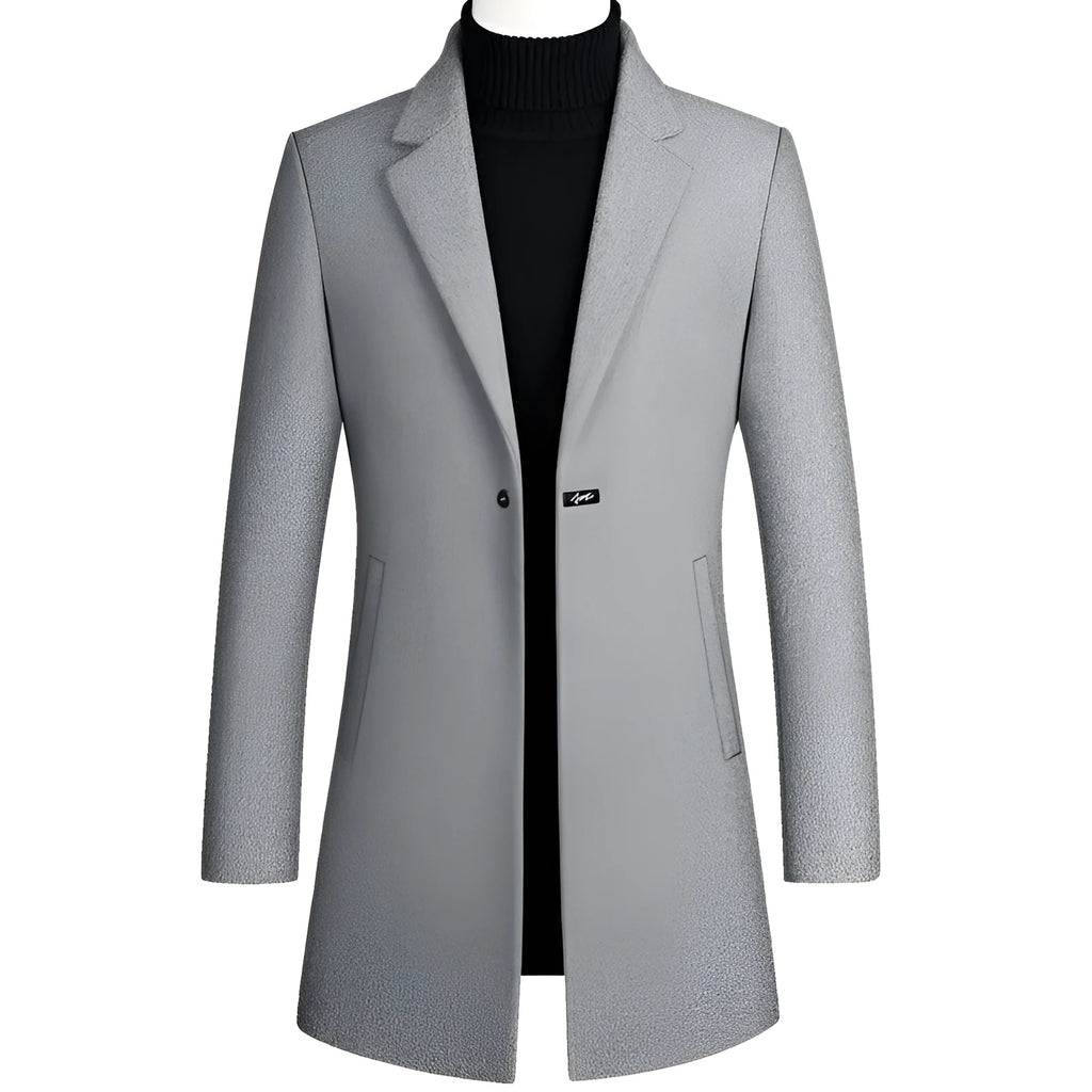 Korean style long woolen trench coat slim fit one button overcoat for men in five colours