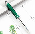 Metal capacitive stylus ballpoint pen with LED light in red, black, white, green or blue colours