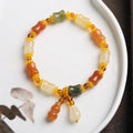 Natural Xinjiang Jinsi Jade small bone beads bracelet geometric auspicious pattern 10.5x8mm women's Chinese style