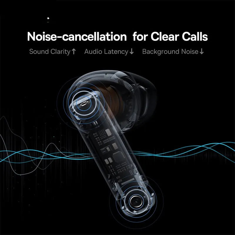 Pearl white true wireless earbuds with active noise cancellation in charging case, Bluetooth 5.3, IPX5 waterproof