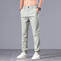 Men's straight slim fit cotton business casual trousers in light khaki