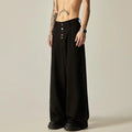 Men's solid colour vertical tube wide-leg casual trousers in black or brown with straight-leg design