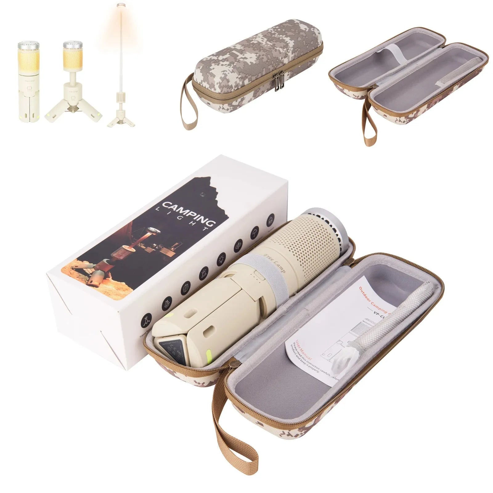 Portable camping LED lantern in creamy white colour with button switch