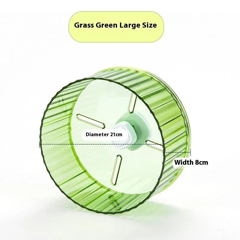 21cm plastic parrot running wheel toy in transparent, green, grey, orange, or purple colours with stand