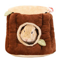 Brown cloth hanging stump nest for small pets, washable, size S M L