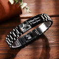 Titanium steel bracelet with curved heart shape and engraved commemorative lettering