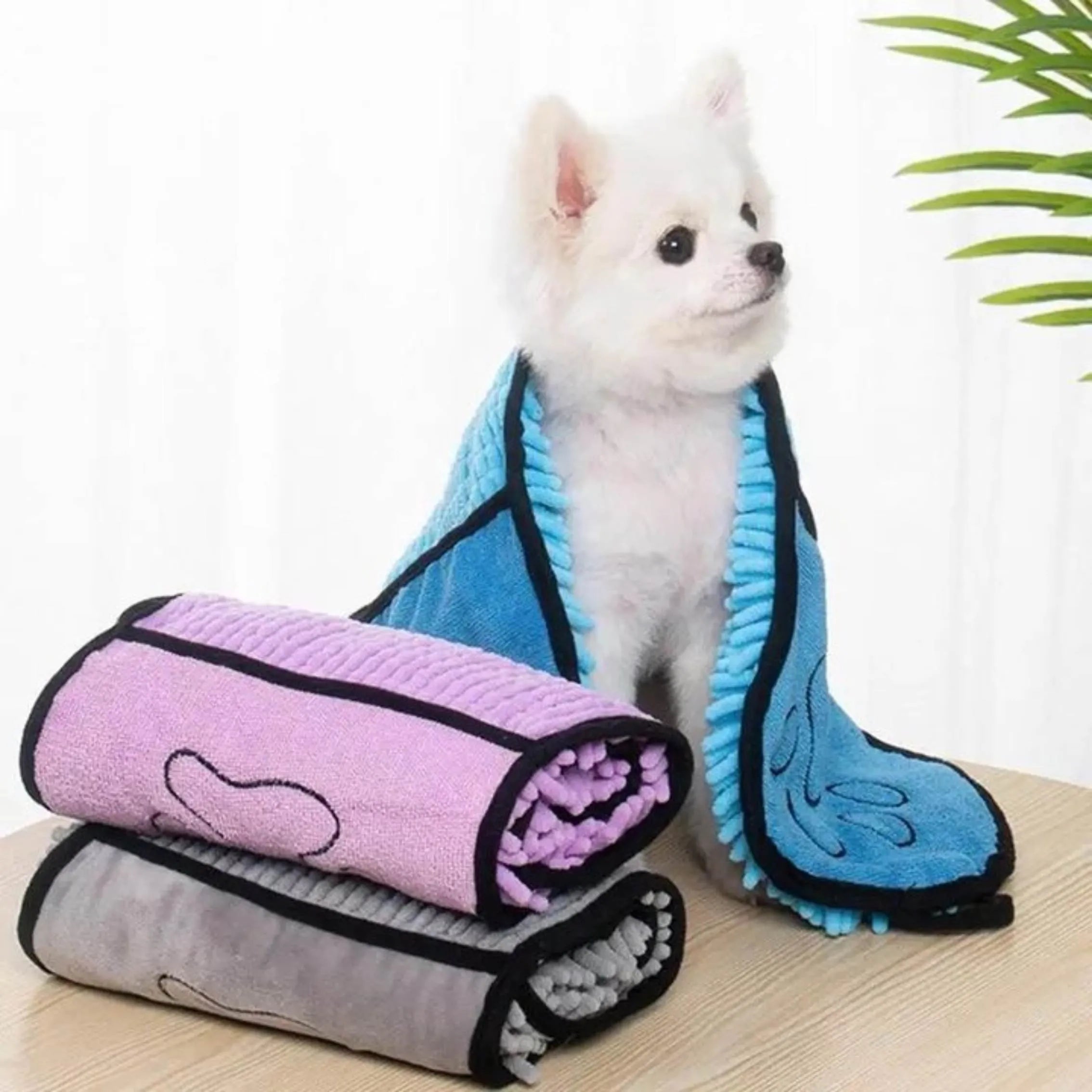 62x23cm dog bath robe towel in blue, grey, purple or red for pet drying