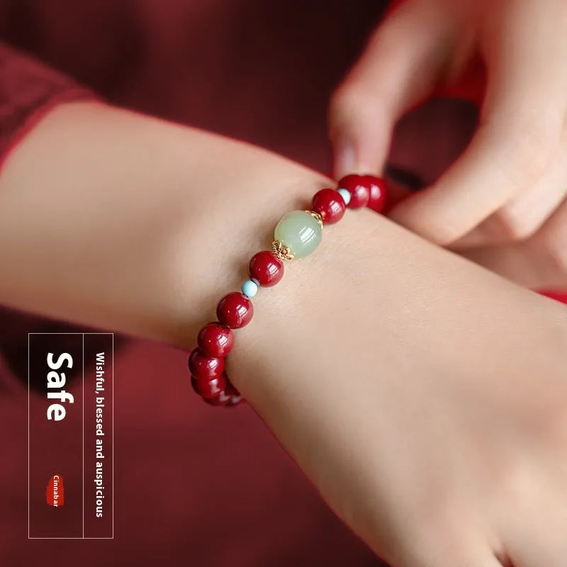 Purple Gold Sand cinnabar geometric bead bracelet with ellipse elements in three size options
