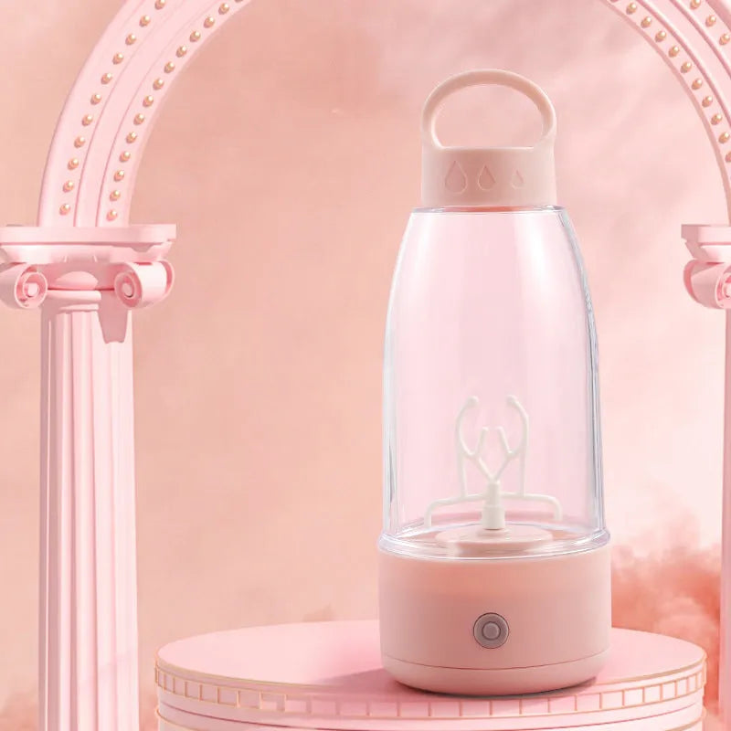 Automatic electric shaker bottle with USB charging, 350ml capacity, plastic construction, in cream white colour