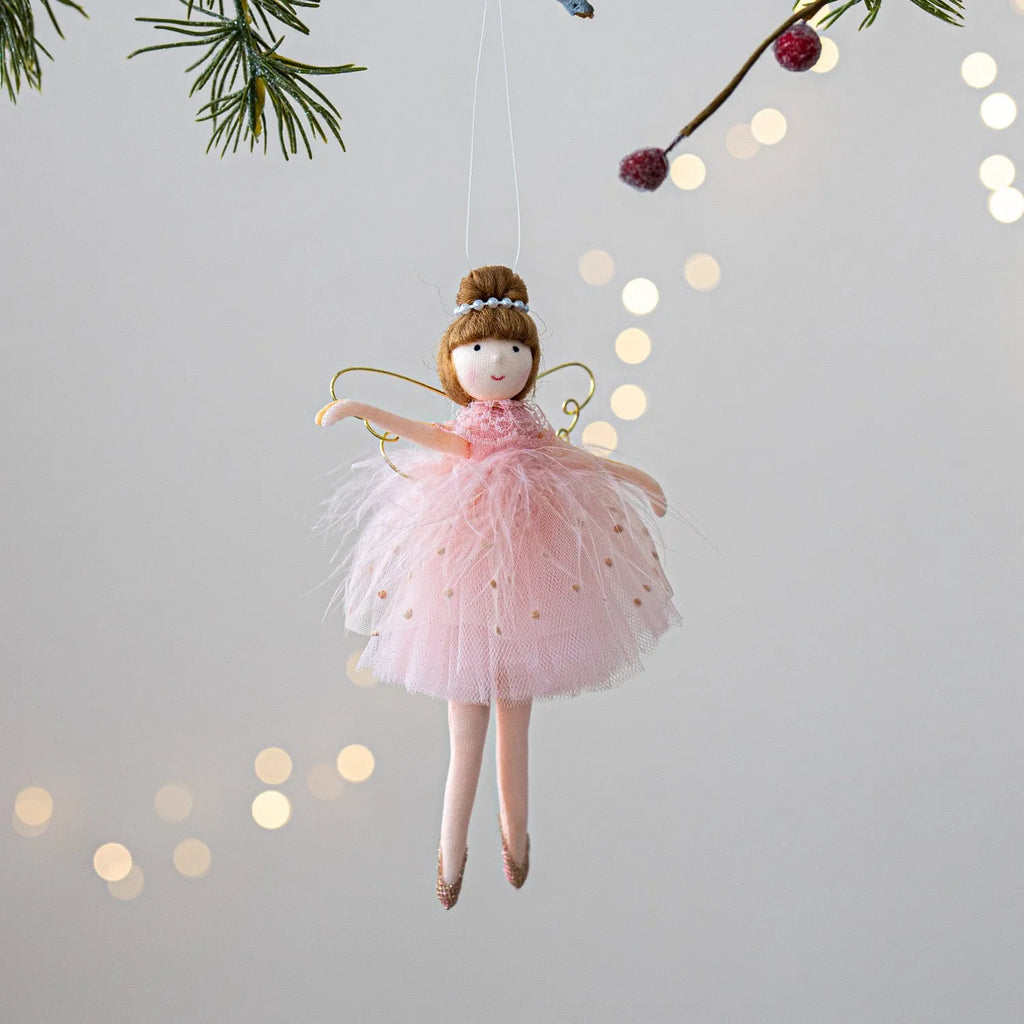 Pink and white cloth ballet girl angel plush doll pendant for decorative hanging